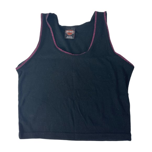 Harley Davidson Large Tank Black Pink Bling Stretc - Picture 1 of 3